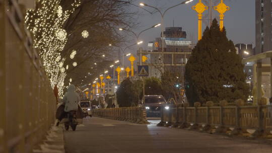 城市春节氛围 除夕街头 新年街景