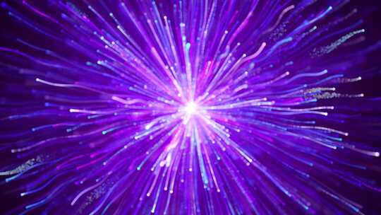 紫色粒子光线爆炸优雅粒子线条流动