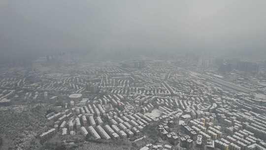 湖南怀化城市雪景航拍