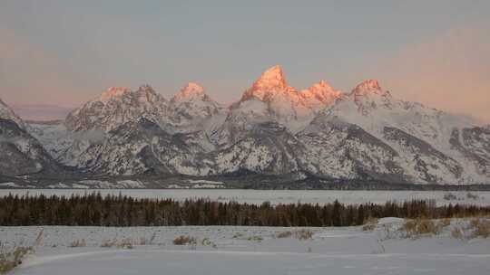 雪，大提顿，山峰，山脉