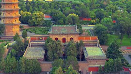 太原双塔寺寺院航拍