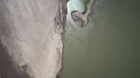 干涸的洞庭湖航拍视频视频素材模板下载