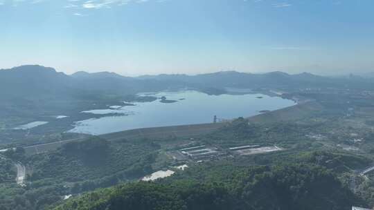 深圳光明区光明水库航拍光明湖绿水青山风光