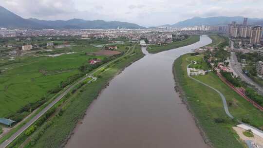 莆田木兰溪城市河流及周边风光俯瞰