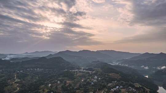 大山日出航拍延时