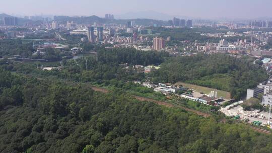 航拍深圳龙华区观澜铁路建设