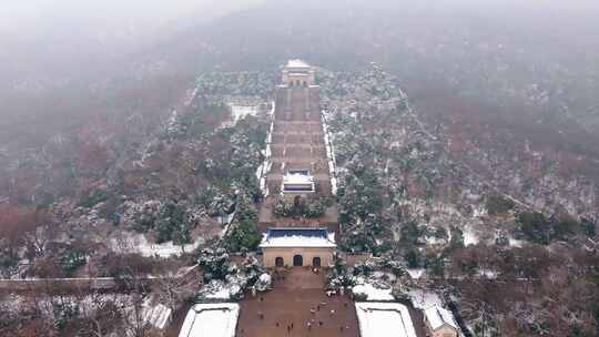 南京中山陵雪景航拍视频素材模板下载