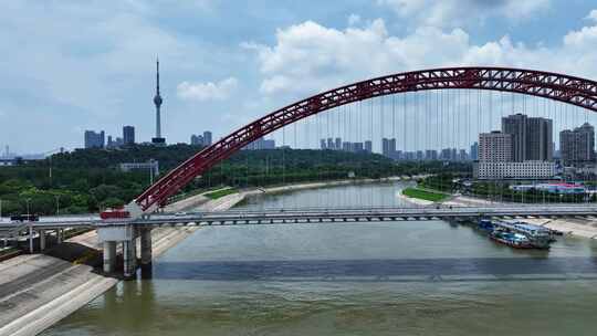武汉汉口汉阳晴川桥视频素材模板下载