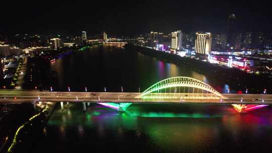 江西赣州章江大桥夜景灯光航拍