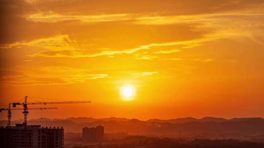 蓝天白云夕阳晚霞日落