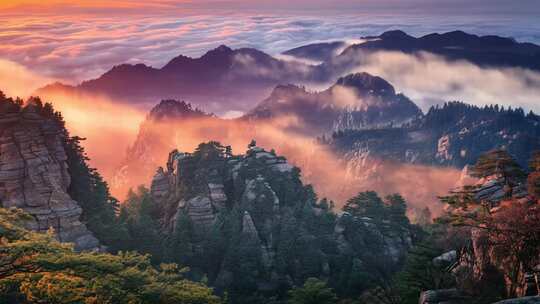 大气高山云海日出 泰山 黄山 祖国大好河山