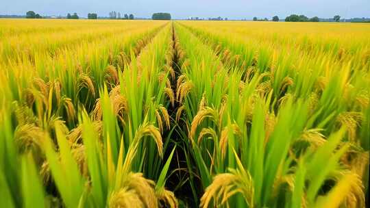 金黄稻田田园风光