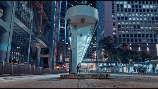 香港中环公交车站夜景延时视频素材模板下载