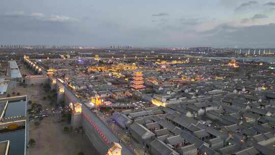 航拍太原古城全景夜景