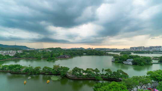 【4K超清】惠州西湖打雷下雨日转夜