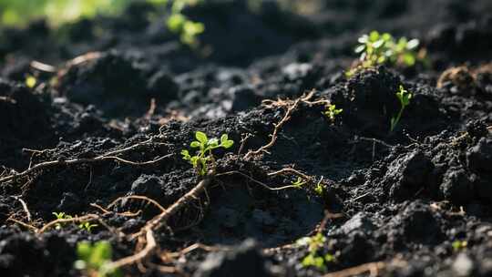 土壤中幼苗生长景象