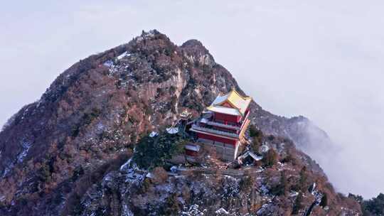 西安南五台景区冬雪雪景