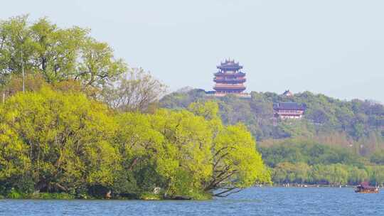 杭州西湖城隍阁春天风景