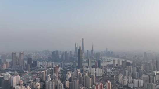 上海清晨日出天际线航拍