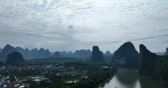 广西桂林阳朔绿水青山航拍