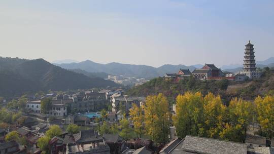 北京古北水镇秋季美丽景色航拍