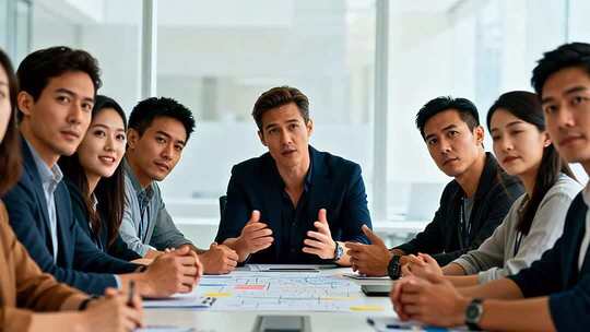 商务团队会议讨论场景