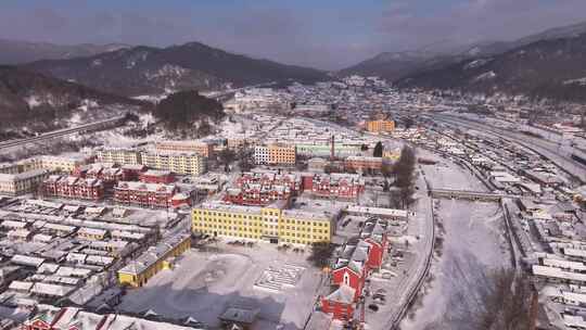 东北雪乡雪后小镇全景俯瞰