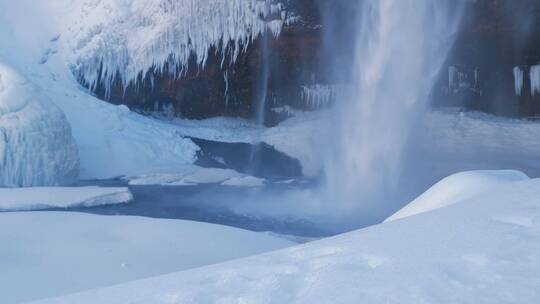 4K冰雪融化瀑布全球变暖温室效应环境污染