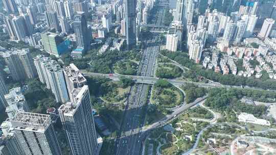 深圳滨河皇岗立交桥俯拍道路车流城市交通视频素材模板下载