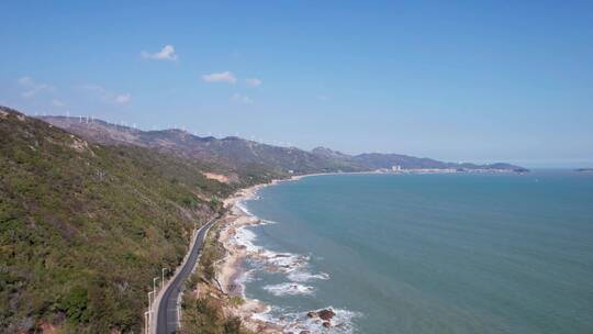 航拍沿海公路美丽风景