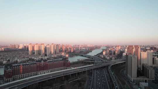 天津海河海津大桥复兴门地铁站立体交通风光