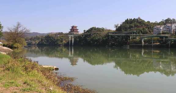 福建三明市沙县城市建筑河道风光