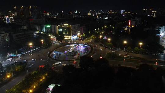 航拍江西赣州城市交通夜景