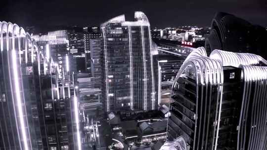 南京证大喜马拉雅夜景航拍 现代建筑设计视频素材模板下载