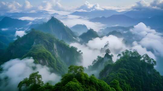 山峦云海自然风光全景