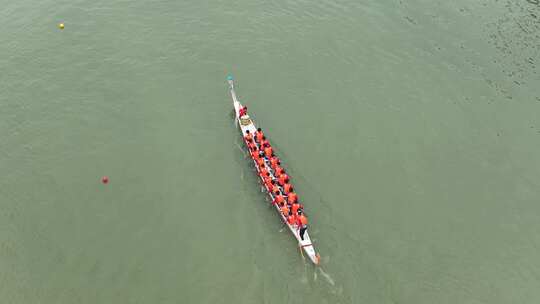 端午节赛龙舟比赛航拍龙舟俯拍龙舟划桨划船