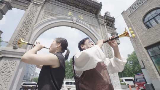 4K实拍传统非遗乐器唢呐表演画面