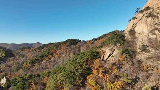 航拍千山山巅石峰景色