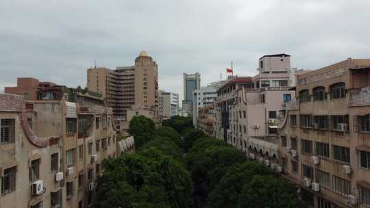 航拍福建泉州闽南城市建筑风光