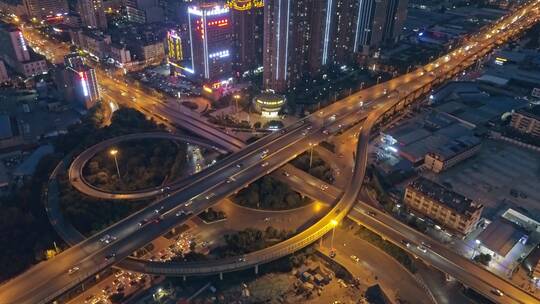 立交桥夜景航拍