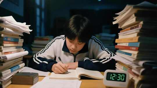 备战高考 晚自习 挑灯夜读的莘莘学子