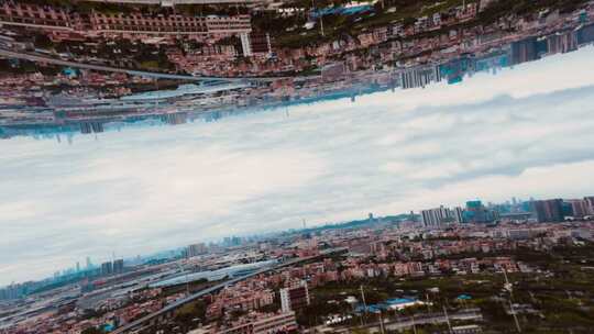 镜像抽象城市时间流逝视频素材模板下载