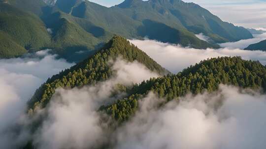 航拍山林云海风光