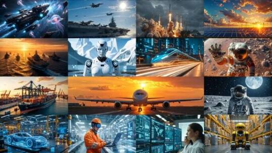 中国梦新时代科技发展交通农业风光镜头高清在线视频素材下载