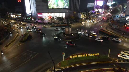 南京新街口孙中山雕像夜景航拍视频素材模板下载