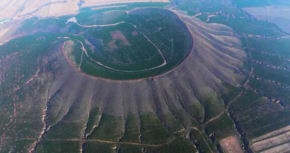 山西省大同市第四纪火山群遗址风光航拍