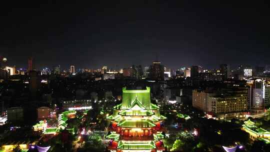 航拍江西南昌夜景滕王阁景区夜景