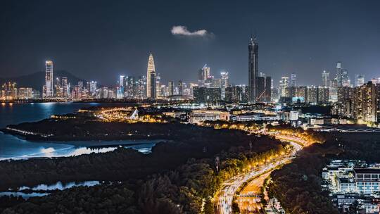 深圳大湾区夜景车流延时美景