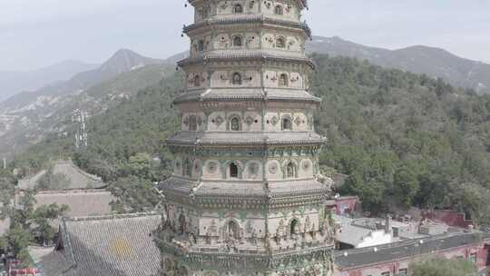 航拍山西临汾洪洞县广胜寺飞虹塔琉璃塔