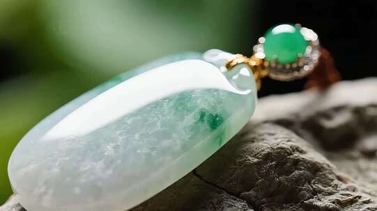 翡翠玉石吊坠特写